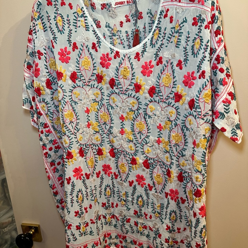 Johnny Was Floral Print Women's Top - Multicolor, Size S